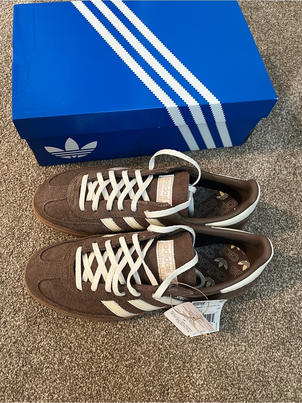 Adidas Handball Spezial Original Suede Sneakers - Gum Sole Brown & White - Picture 10 of 16